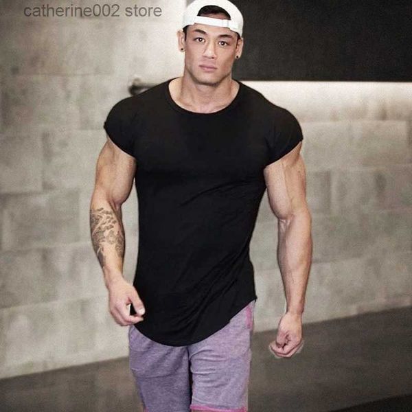 Camisetas para hombres Ropa de gimnasia de verano Algodón Culturismo Camisetas Músculos para hombre Mangas pequeñas Tops Camisetas Fitness Deportes Camiseta Hombres Camiseta casual T230601