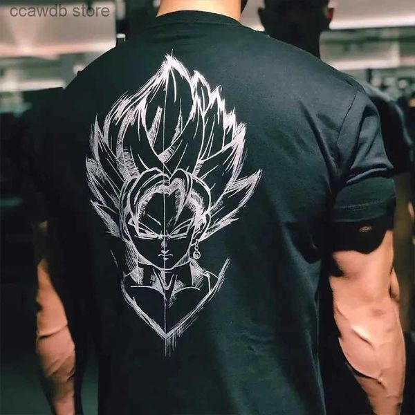 T-shirts pour hommes Summer Gym Hommes T-shirts Japonais Anime Goku Imprimer Fitness T-shirts à manches courtes Femmes 100 T-shirts en coton Tee Vêtements 2023 T240105