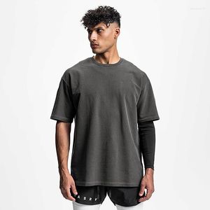 T-shirts pour hommes Summer Gym Mens Muscleguys Shirt Fitness T-shirt Marque Vêtements Coton Sweat-shirt à manches courtes Sports Casual Tees Tops