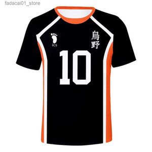 T-shirts voor heren zomer haikyuu korte mouwen topheren 3D t-shirt volleybal team uniform trainingskleding dames casual gedrukte Q240426