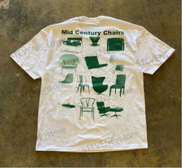 T-shirts hommes Summer Harajuku rétro saturé table et chaise motif imprimé T-shirt hommes y2k punk décontracté surdimensionné coton en vrac T-shirt haut T240325