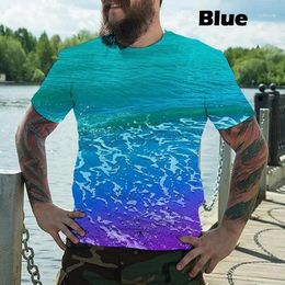 T-shirts pour hommes été Style hawaïen bord de mer coucher de soleil impression 3d mode t-shirt style décontracté