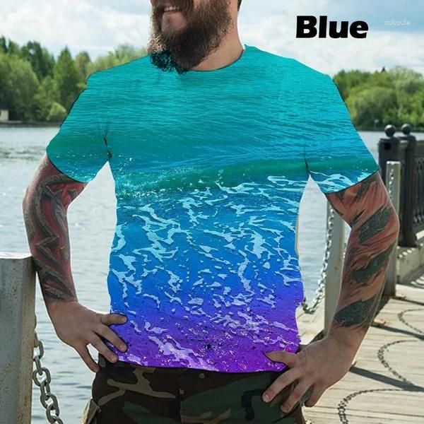 Camisetas para hombre Verano Estilo hawaiano Playa Atardecer Impresión 3d Moda Camiseta casual