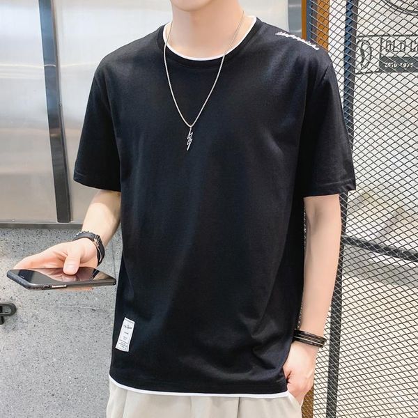 Camisetas de verano para hombre, camiseta de algodón de Color sólido de alta calidad para hombre, ropa lisa de estilo Simple Harajuku, camiseta informal de manga corta que combina con todo