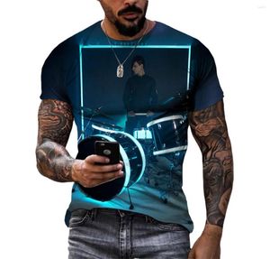 T-shirts pour hommes Summer Hip-Hop Color Drum Kit T-shirt imprimé en 3D Party Grande taille à manches courtes Premium Vêtements confortables à séchage rapide