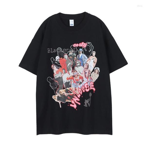 Camisetas de hombre de verano Hip Hop de gran tamaño de algodón de manga corta personaje de Anime personalizado cuello redondo Casual ropa de calle para hombres