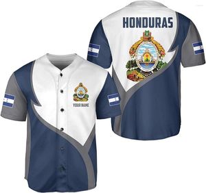 Mannen T-shirts Zomer Honduras Vlag Baseball Jersey 3D Print Ventileren V-hals En vrouwen Shirt Customi Naam t-shirt