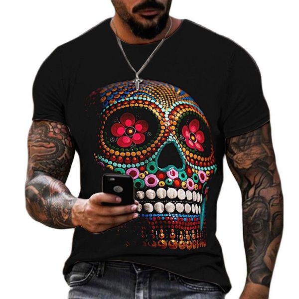 T-shirts pour hommes Summer Horror Skull T-shirts pour hommes 3d Print O-cou à manches courtes Skeleton Street Hip-hop Shirt Tops surdimensionnés Tees Hommes Vêtements 230619
