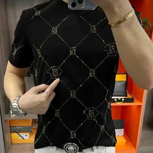 Heren T-shirts Zomer Hot Drill Geometrische Patronen Korte Mouw T-shirt Mannen Merk Leisure Top T-shirt Voor Mannen Sociale Club outfits T-shirt Homme J240319