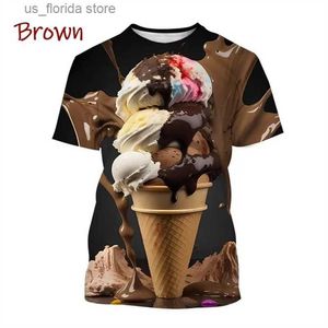 T-shirts voor heren Zomer Hot Food Cone Ice 3D Print T-shirts Cake Ice Mode Persoonlijkheid Unisex Korte Slve T-shirt met ronde hals Ts Y240315
