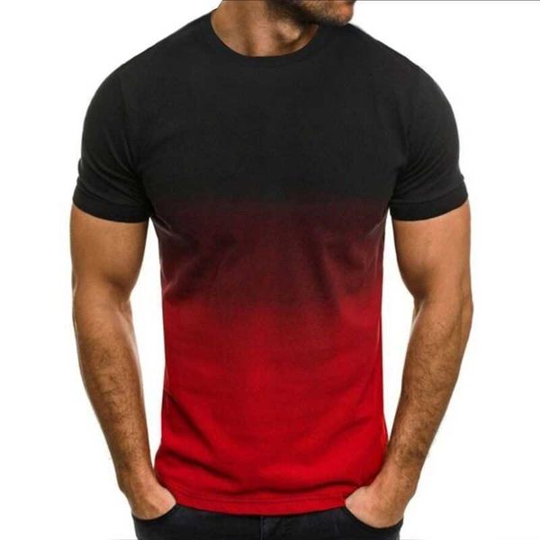 Camisetas para hombres Summer Hot Men's Thin Loose Manga corta Moda para hombres Serie gradiente Adolescentes 3D Impreso Cuello redondo Camiseta Grande G230309