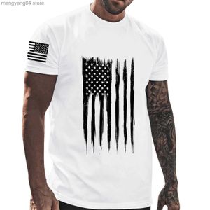 T-shirts voor heren zomer Independence Day Round Neck korte mouw Amerikaanse sterren en strepen 3D geprinte top minimalistische straat T-shirt T230517