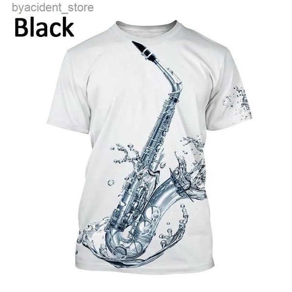 T-shirts hommes Summer Jazz Instrument de musique Saxophone T-shirt 3D imprimé hommes femmes mode surdimensionné hauts t-shirts à manches courtes vêtements garçons L240304
