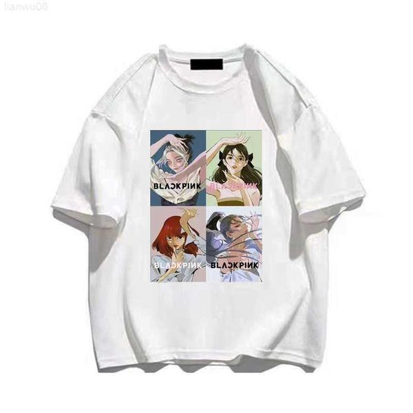 Camisetas para hombres Verano estilo coreano hombres mujeres camiseta algodón pop grupo anime impresión camiseta de gran tamaño manga corta ropa de hombre envío gratis Z0221