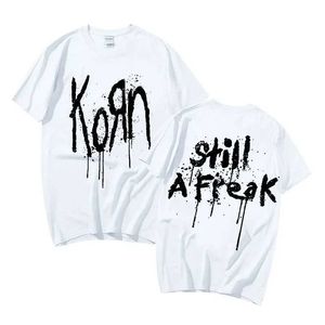 T-shirts masculins Summer Korn Music Concert Rock Band World Tour T-shirt Mens Vintage Metal Gothic surdimensionné Strtwear Short Slve T Shirts T240506