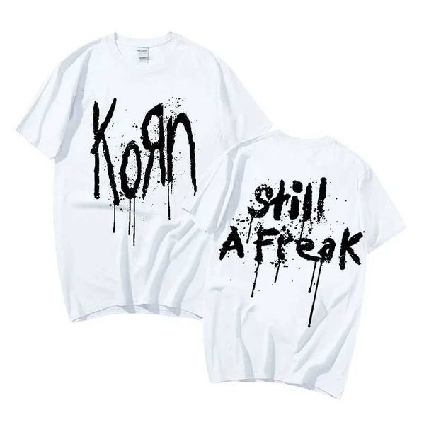 Camisetas masculinas Summer Korn Music Concert Rock Band World Tour THISH Mens Vintage Metal Gothic de gran tamaño