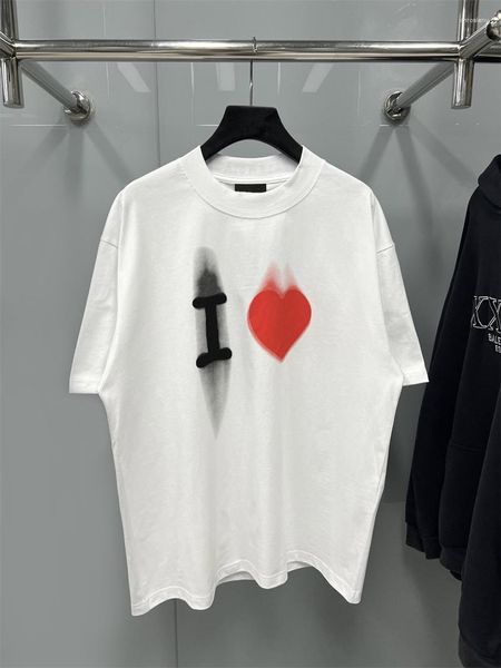 Camisetas de verano para hombre, camisetas de manga corta con bordado de letras para hombre y mujer, camisa de amor de algodón grueso de gran tamaño