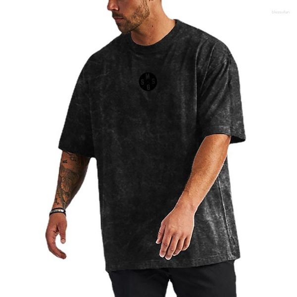 Camisetas de verano para hombre, Camiseta holgada de algodón informal que combina con todo, Camiseta de manga corta con hombros caídos para hacer ejercicio, L-3XL