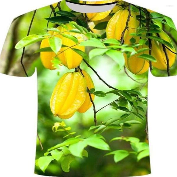 Camisetas de verano para hombre, camisetas holgadas con estampado de frutas, ropa de calle de manga corta con cuello redondo, camisetas de hip-hop, ropa