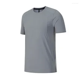 T-shirts pour hommes Été Lu Ice Soie Nylon T-shirt Loisirs Sports Séchage rapide Manches courtes Fitness en plein air Lâche