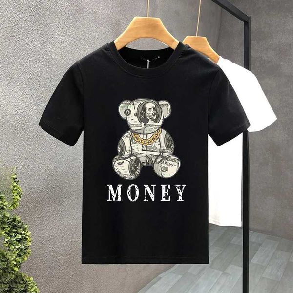 T-shirts masculins marque de luxe d'été coton argent ours lettre imprime