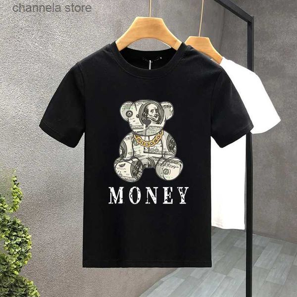T-shirts hommes Summer Luxury Brand Coton Money Bear Lettre Imprimer Hommes T-shirts en vrac Vêtements à manches courtes Style coréen Lover Paar Top Tee T240227