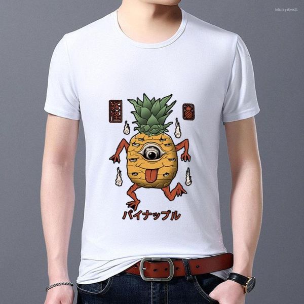 Camisetas de verano para hombre, camiseta blanca clásica para hombre, camisetas de talla S-5XL, camisetas de manga corta con cuello redondo y patrón de monstruo divertido a la moda