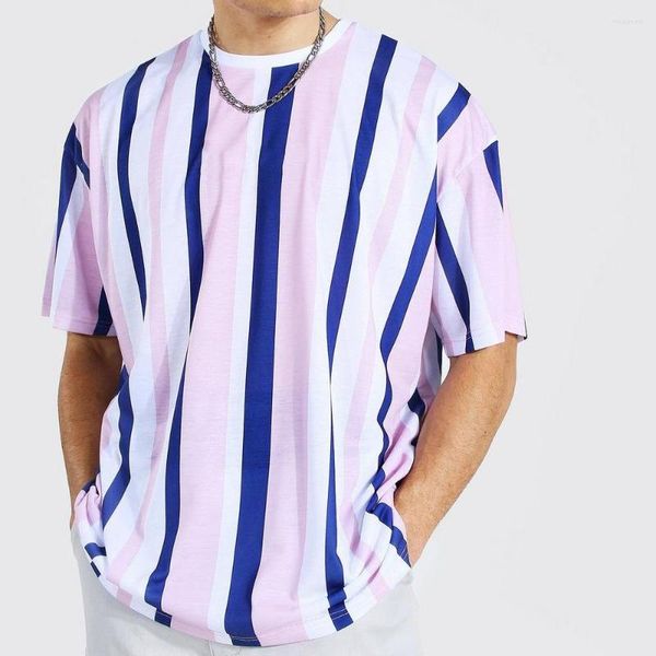 T-shirts pour hommes Summer Men's Men's Shirt Wear Casual Wear à manches courtes 3D Top T-shirt à rayures Cool Street Cool