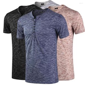 Hommes t-shirts été hommes basique à manches courtes T-shirt col bouton mode T-shirt pour hommes coupe ajustée élégant T-shirts hauts vêtements