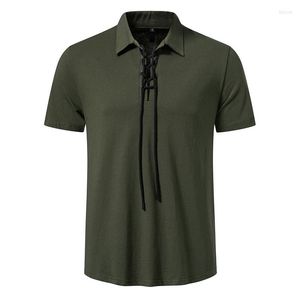 Camisetas de verano para hombre, camiseta informal de manga corta con solapa de Color sólido para hombre 6270