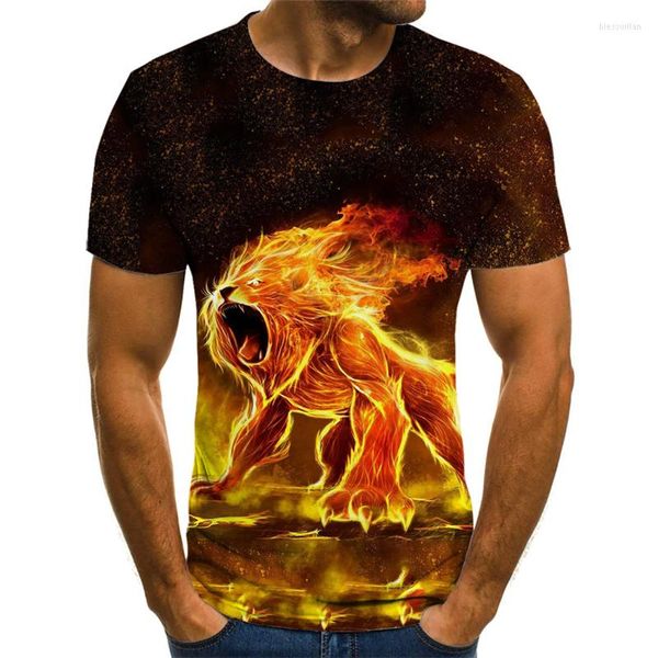 T-shirts pour hommes été hommes et femmes T-shirt pour enfants à manches courtes Cool Style d'impression 3D Hip-hop Animal Lion