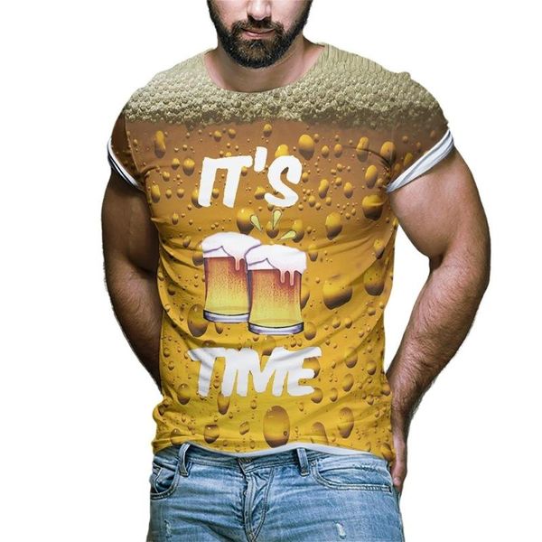 Camisetas de verano para hombre, ropa para hombre, camisetas divertidas con estampado de cerveza en 3D para mujeres y mujeres, Top de fiesta, conjuntos elásticos para parejas para hombres