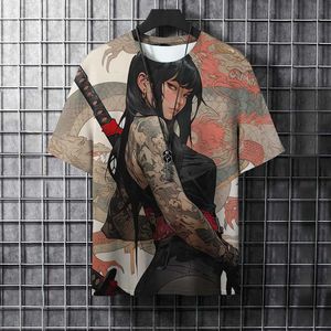 Camisetas para hombres Summer Men Fashion Cool Samurai Tattoo Tatuaje gráfico T Trend Casual Harajuku Strtwear 3D imprimido Hip Hop O-cuello TS TS T240506