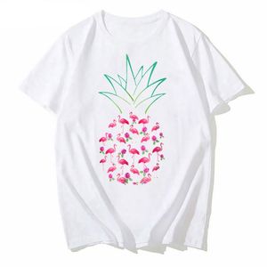 Heren t-shirts zomer mannen grappig Harajuku korte mouw flamingo roze ananas unisex minnaar klassieke print streetwear mannelijk t-shirt