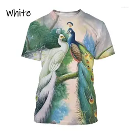 T-shirts pour hommes Summer Mesons pourdies Animal Crew Neck 3D imprimer la mode Paacock T-shirt décontracté à manches courtes