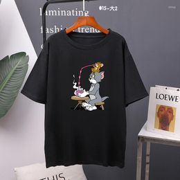 Camisetas para hombres Hombres de verano sueltos vitalidad juvenil algodón harajuku ness dibujos animados kawaii hip hop camiseta moda breve versión coreana streetwear