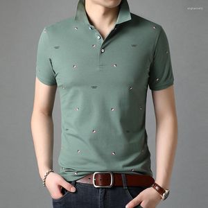 T-shirts pour hommes T-shirts d'été pour hommes Polo en fibre synthétique pour hommes revers à manches courtes imprimé floral affaires décontracté S 2024