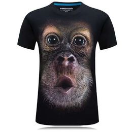 Heren T-shirts zomer heren merkkleding O-hals met korte mouwen dieren T-shirt aap/leeuw 3D digitaal bedrukte T-shirt Homme groot formaat 5xl