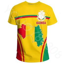 T-shirts voor heren zomer heren ronde nek korte mouw geprinte casual losse straat Afrikaanse zone kleding-Guinea evenementen vlag T-shirt 230811