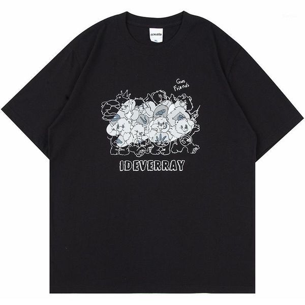 T-shirts pour hommes été hommes à manches courtes t-shirts Hip Hop mignon ours famille imprimé T-Shirt 2022 Streetwear Harajuku décontracté coton hauts amples Te