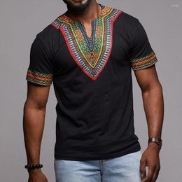 T-shirts pour hommes Hommes d'été Simple T-shirt africain Droite à manches courtes Vintage Tee Casual Tops Éléments ethniques Rétro Jeune Mode Tshirt
