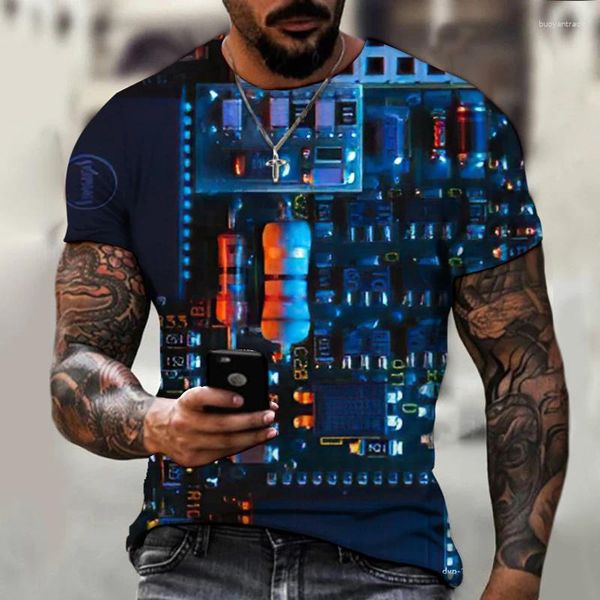 T-shirts pour hommes T-shirt Technology Technology CHIP Artificiel Intelligence 3D Impression de mode O-NECK TO TEES TREND