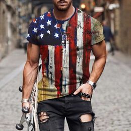 Heren t-shirts Summer Men T Shirts American Flag 3D Gedrukte Harajuku Round Neck T-shirt Casual korte slev tops Strtwear Fashion Clothing T240505