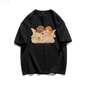 Camisetas para hombres Verano Hombres Camiseta Algodón de gran tamaño Mujeres Camiseta Moda Streetwear Angel Cupido Imprimir Manga corta Ropa de hombre Envío gratis Z0221