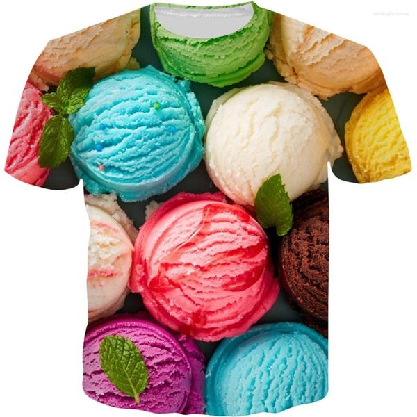 Camisetas para hombres Verano Hombres Mujeres Moda 3D Camiseta Colorida Impresión de hielo Niños Adultos Ropa fresca Camisa Deporte al aire libre Camisetas Plus