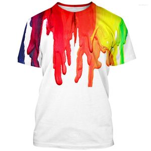 Camisetas de hombre Verano Hombres Mujeres Estilo Harajuku Camiseta Colorida Salpicadura Tinta Goteo Pintura Imprimir Niños Ropa para adultos Camisa Moda Camiseta Tops