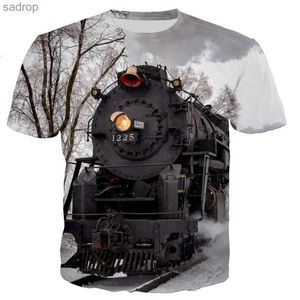 Camisetas para hombres Summer Mens 3D Train de vapor impreso T -SHIST SPORTS AND SIE LOISURA JUVENTUD LOLE COMPONO COMENDIDAS MANEGAS CORTAS.XW