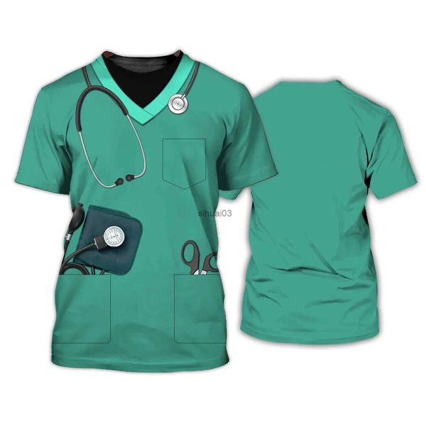 Camisetas para hombres Verano para hombres y mujeres Camiseta con estampado de herramientas médicas 3D Estilo casual Cuello redondo Secado rápido Mangas cortas Fibra de poliéster.