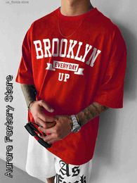 T-shirts pour hommes T-shirt en coton pour hommes d'été Brooklyn imprimé haut lettre de mode pour hommes Camisetta court Sve vêtements Harajuku vêtements Y240315