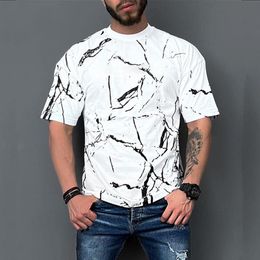 T-shirts pour hommes Été Hommes Surdimensionnés À Manches Courtes Mesh Hommes Rayé Imprimé O Collier À Séchage Rapide Blanc Tshirt Camisetas Hombre VeranoM